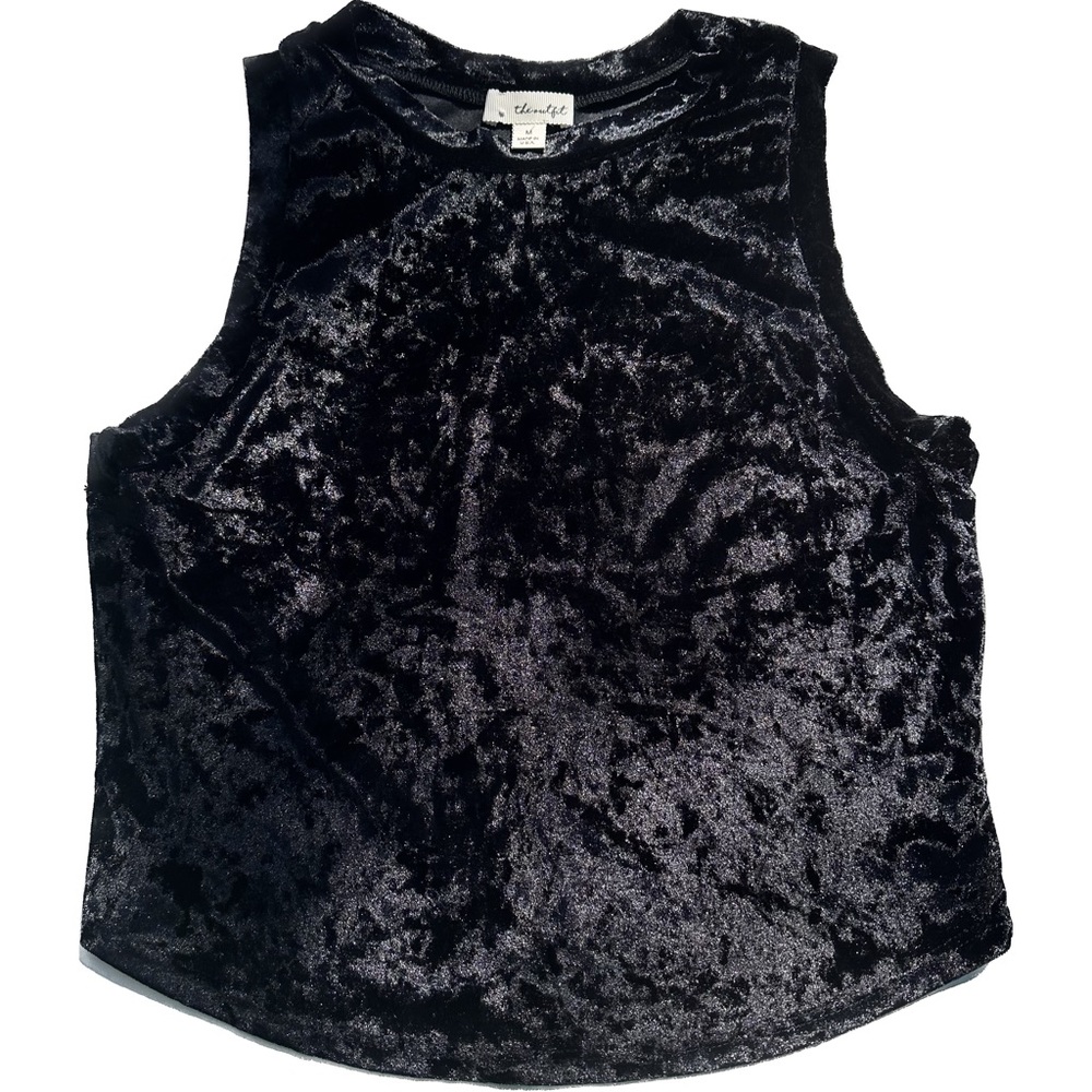 ⭐️Beautiful Black Velvet 💫Women’s Top Crop Medium sleeveless, Round Neck
